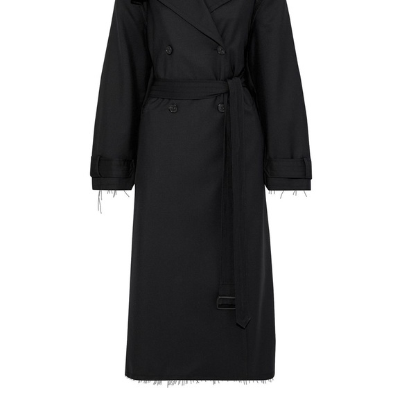 Nili Lotan matland frayed wool black trench coat - Picture 3 of 16